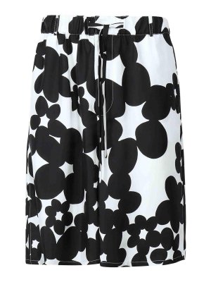 Marni: Trousers Shorts - Silk Bermuda Shorts With Dillies Print