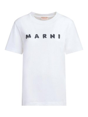 Marni: t-shirts - Black Logo Print Logo T-Shirt