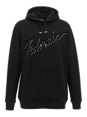 Balmain: Sweatshirts & Sweaters - Velvet Logo Hoodie