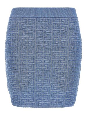 Balmain: Minifaldas - Falda Semilarga - Azul Claro