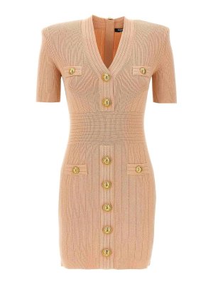Balmain: Robe longueur genou - Robe Au Genou - Couleur Chair