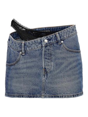 Balmain Pb Mini Skirt - Light Blue - Women | EF1LB004KI02SPB