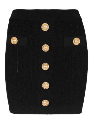 Balmain: mini skirts - Buttoned Knit Short Skirt