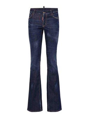 DSQUARED2: Jeans évasés - Jean Bootcut - Bleu Foncé