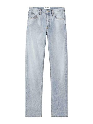 デニム・ジーパン THE ATTICO FW25 Tape jeans (251WCP00279 024) The Attico Wide light blue jeans with ribbons | TheDoubleF