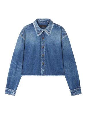 ALANUI: shirts - Fringed Cropped Denim Shirt