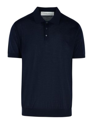 GOLDEN GOOSE: polo shirts - Navy Virgin Wool Polo Shirt