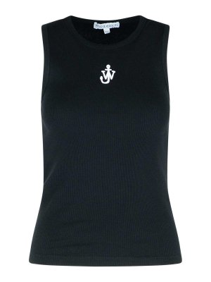 J.W. ANDERSON: Tops & Tank tops - Anchor Black Cotton Tank Top