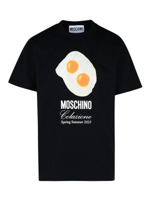 MOSCHINO: t-shirts - Black Cotton T-Shirt