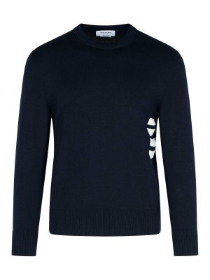 THOM BROWNE: crew necks - Stitch Navy Cotton Sweater