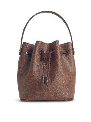 ETRO: cross body bags - Small Bucket Bag In Brown Fabric