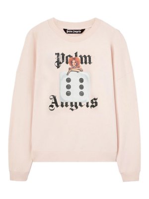 Palm Angels: Strickpullover mit Rundhalsausschnitt - Rundhalspullover - Nude