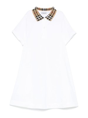 BURBERRY: Knielange Kleider - Knielanges Kleid - Weiß