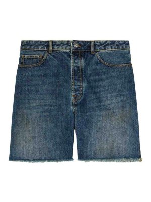 ショートパンツ BALENCIAGA SHORTS (793948TJW95 2204) Buy Balenciaga Logo Frayed Denim Shorts 'Blue Rust' - 793948