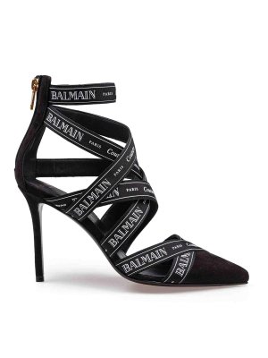 Balmain: court shoes - Pump Couture Suede Sandal
