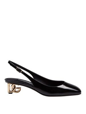DOLCE & GABBANA: court shoes - Singback in black paint with DG heel