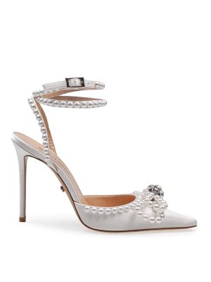 MACH & MACH: court shoes - Double satin decollete with bow with pearls