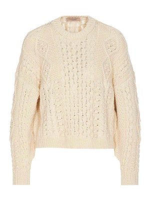TWINSET: Strickpullover mit Rundhalsausschnitt - Rundhalspullover - Beige