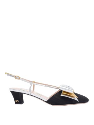 VALENTINO GARAVANI: court shoes - Slingback Decollete Bowow In Moire Tissue