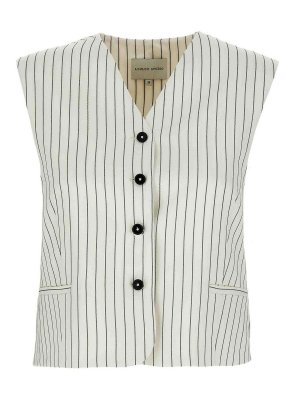 LOULOU STUDIO: Gilets tricot - Gilet - Blanc