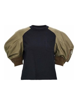 Sacai: t-shirts - Nylon Insert T-Shirt
