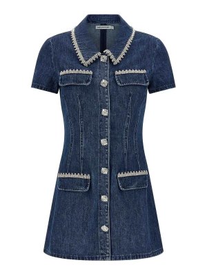 Self Portrait: short dresses - Denim Collared Mini Dress