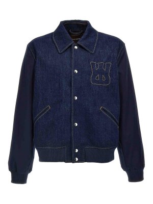 WALES BONNER: blazers - The Echo Denim Varsity Jacket