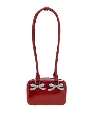 Self Portrait: cross body bags - Burgundy Leather Shoulder Bag