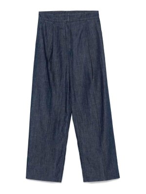ANOTHER TOMORROW: casual trousers - Chambray Relaxed Wide Leg Pant
