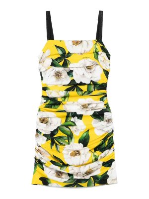 DOLCE & GABBANA: ニーレングスドレス - 膝丈ドレス - イエロー