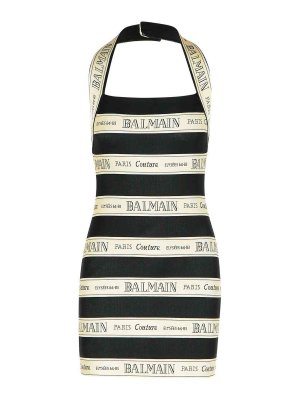 Balmain: abiti al ginocchio - Vestito  viscoso nero