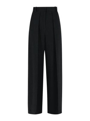 KHAITE: casual trousers - Maris Black Polyester Blend Pants