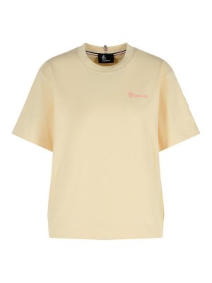 MONCLER: t-shirts - Cream Cotton T-Shirt