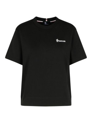 MONCLER: t-shirts - Black Cotton T-Shirt