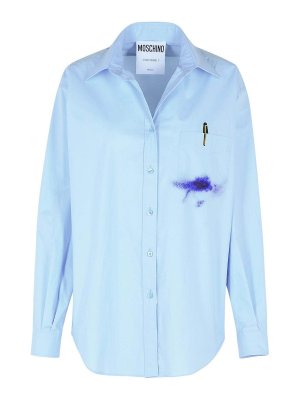 MOSCHINO: shirts - Light Blue Cotton Shirt