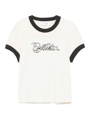 OFF-WHITE: t-shirts - Logo-Embroidered T-Shirt