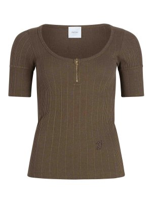 PATOU: t-shirts - Scoop-Neck Ribbed T-Shirt