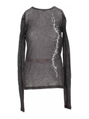 ANN DEMEULEMEESTER: t-shirts - Fiene Slim Fit Long Sleeve T-Shirt  Print