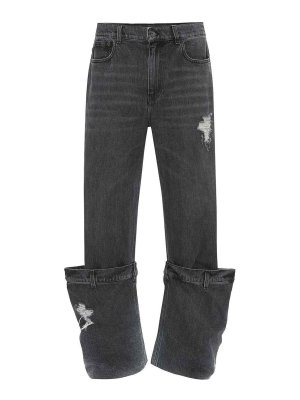 J.W. ANDERSON: bootcut jeans - Distressed Bucket Jeans