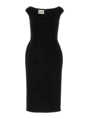 MIU MIU: knee length dresses - Virgin Wool Midi Dress