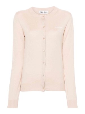 MIU MIU: cardigans - Logo-Jacquard Cardigan