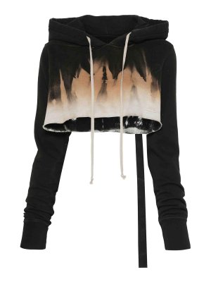 RICK OWENS: Sweatshirts & Sweaters - Drkshdw Cropped Hoodie