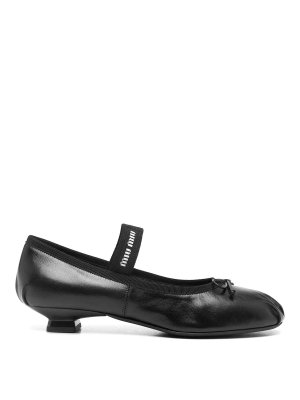 MIU MIU: flat shoes - Logo-Intarsia Ballet Flats