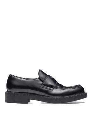 PRADA: Loafers & Slippers - Chocolate Brushed Leather Loafers