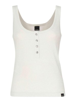 Pinko: Tops & Tank tops - Metallic Knit Camisole Top With Buttons
