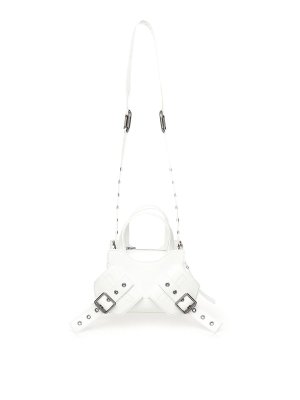 【送料&関税込】Jil Sander curve Media White Leather Crossbo Jil Sander 'curve Media' Leather Crossbody Bag In White