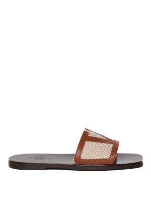 サンダル BRUNELLO CUCINELLI 'Pool Slide' sandals (MZUNAVH328 CJR38) Brunello Cucinelli - Navy Blue Pool Slide | Mitchell Stores