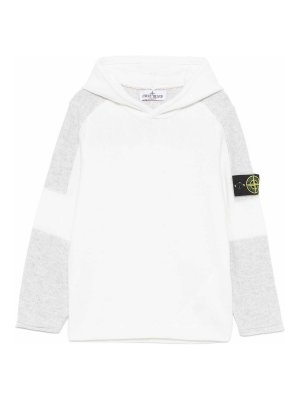 Stone Island Junior: U-Boot-Ausschnitt - U-Boot-Pullover - Weiß