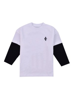 Marcelo Burlon Kids: Escotes barcos - Suéter Con Escote Barco - Blanco