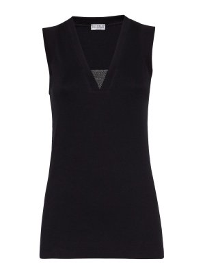 BRUNELLO CUCINELLI: Tops & Tank tops - Tank top jewelry with decoration